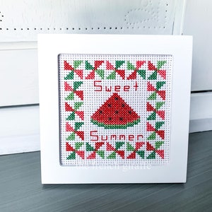 4x4 Sweet Summer Watermelon Prim Crossstitch Pattern Instant Download PDF Cross Stitch