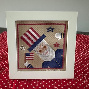 4x4 Peek a Boo Uncle Sam America Flag Crossstitch 4th of July Patriotic Cross Stitch Pattern Instant Download PDF