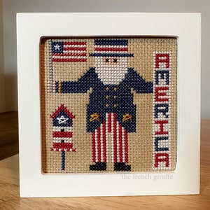 4x4  Uncle Sam America Flag red white and blue birdhouse Crossstitch 4th of July Patriotic Cross Stitch Pattern Instant Download PDF