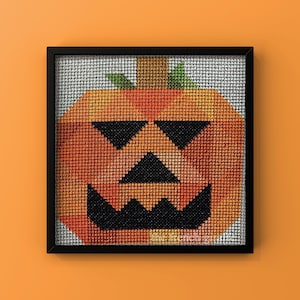 Pumpkin Barn Quilt Crossstitch Pattern Instant Download PDF Halloween Cross stitch Autumn Fall