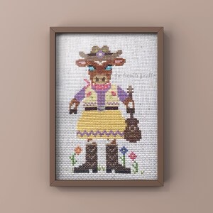 Caroline Cowgirl Cow Farm Animal Crossstitch Pattern Instant Download