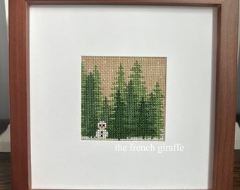 Cross Stitch 4x4 Winter in the Forest Snowman Crossstitch Pattern Instant Download PDF