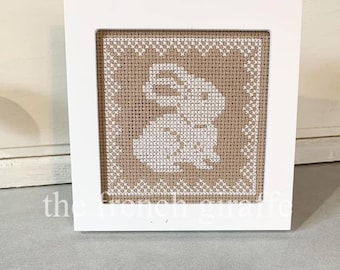 4x4 White Bunny Rabbit Crossstitch Pattern Instant Download PDF Cross Stitch Easter