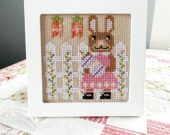 4x4 Springtime Rabbit Crossstitch Pattern Instant Download PDF Cross Stitch Easter