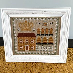 Bee Keepers Inn Crossstitch Pattern Instant Download PDF Cross stitch Beehive, bumble bees, queen bee, honey, flowers
