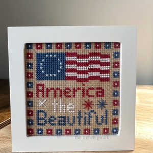 4x4  America the Beautiful Original 13 Colonies Flag Fireworks Crossstitch 4th of July Patriotic Cross Stitch Pattern Instant Download PDF