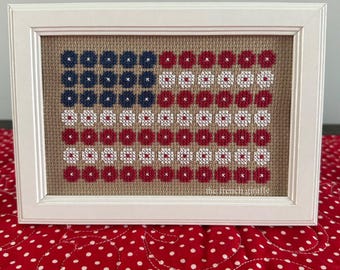 Kruissteekpatroon Amerikaanse vlag klaprozen, 4 juli (pdf)
