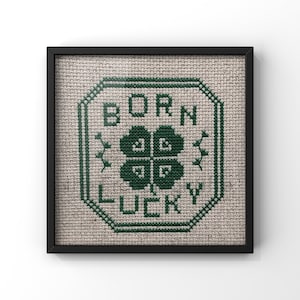 Born Lucky St. Patricks Day Cross Stitch Pattern Instant Download PDF CrossStitch March