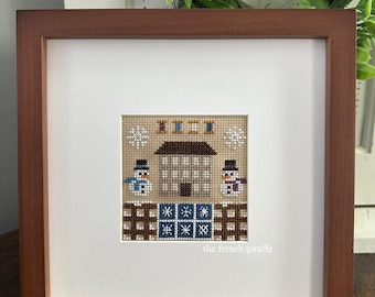 4x4 Snowflake Quilt and Saltbox House Snowman Crossstitch Pattern Instant Download PDF Cross Stitch