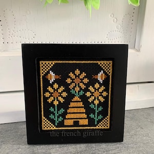 4x4 Save the Honey Bees Cross Stitch Pattern Instant Download PDF Bee Hive Crossstitch