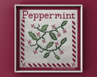 Peppermint Cross Stitch Christmas Pattern Instant Download PDF Candy Cane Crossstitch