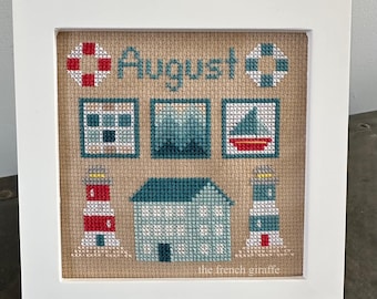 Korsstygnsmönster för August Saltbox House: Strandsommarquilt (PDF-nedladdning)