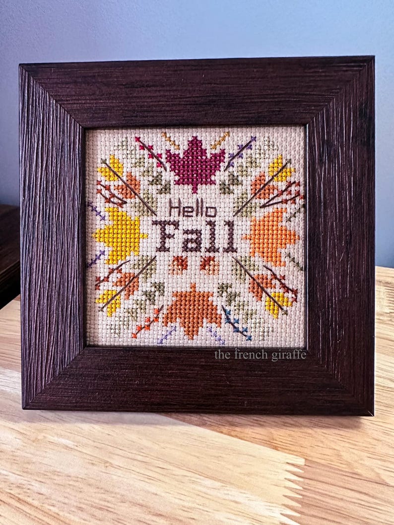 Hello Fall Cross Stitch Pattern: Autumn Leaves Wreath (PDF Download) - Etsy