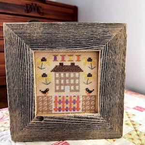 4x4 Ribbon Quilt Saltbox Prim House Crossstitch Pattern Instant Download PDF Cross Stitch Summer woven quilt clap board house