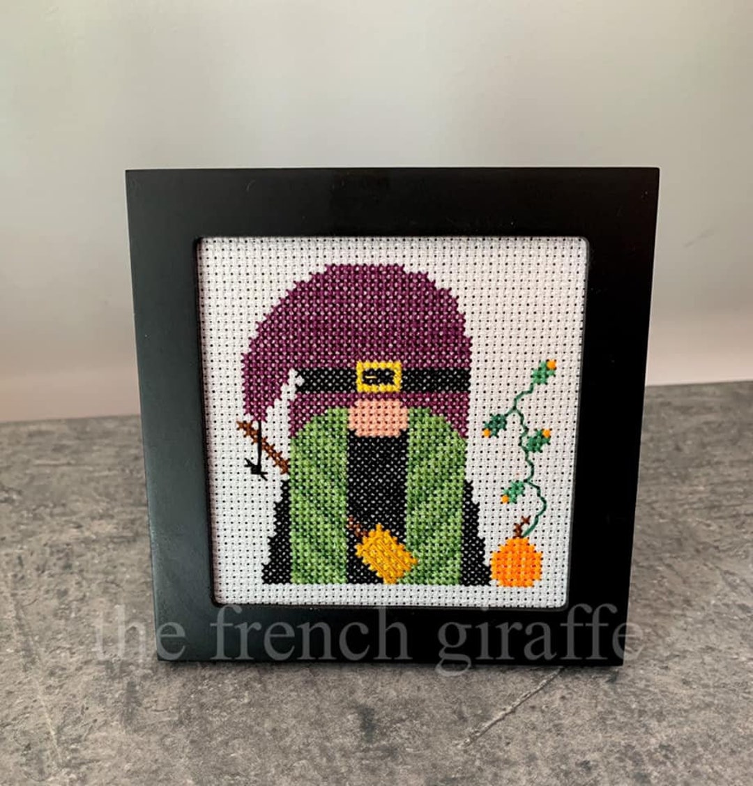 4x4 PDF Cross Stitch Gnome Witch Crossstitch Pattern Halloween Instant ...