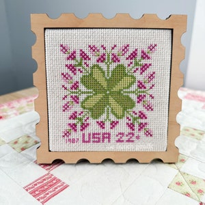 Clover Leaf Stamp replica from 1987 Crossstitch Pattern Instant Download PDF Four leaf clover St. Patricks DayCross Stitch