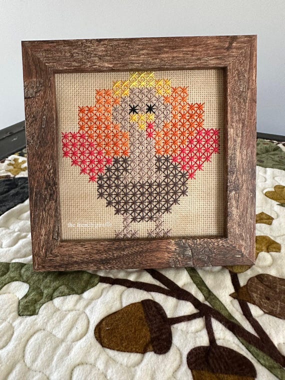 Fancy Stitch Thanksgiving Turkey Cross stitch Pattern  Instant Download PDF