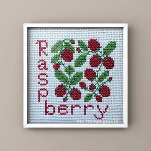 Raspberry Fruit Nature Crossstitch Pattern Instant Download PDF Cross Stitch Spring