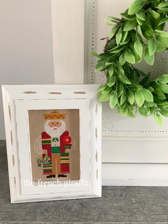 Mexican Santa Cross Stitch Pattern: Father Christmas with Piñata (PDF Download)