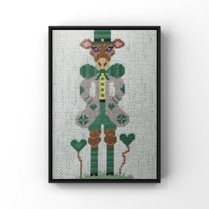 St. Patricks Day Gemma Crossstitch  clover lucky Pattern Instant Download PDF Cross Stitch Giraffe