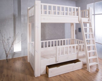 Timber loft bed for children White wash