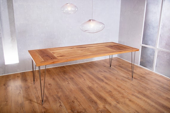 Esstisch Aus Altholz Eiche Eisen Vrolijk 210 X 90 Cm Mit 2 Etsy