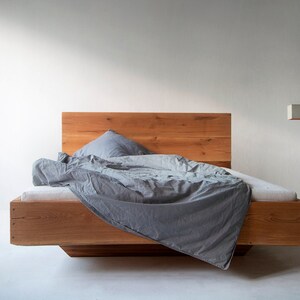 Reclaimed oak bed Durande with backrest