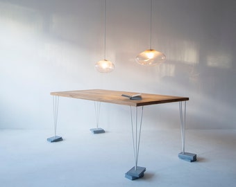 Dining table made of reclaimed oak & iron Jasmijn/Hairpin 160 x 90 cm