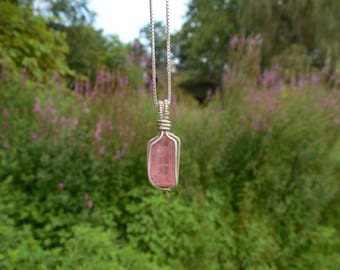Raw Pink Tourmaline Pendant in Sterling Silver | Wire Wrapped | One of a Kind | Gift for Her | Metaphysical | Crystals | Gemstones | Jewels
