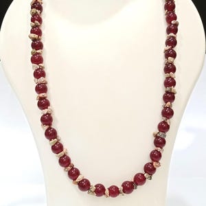 Natural Red Quartz Beads Necklace, Handmade Jewelry, Women Necklace,