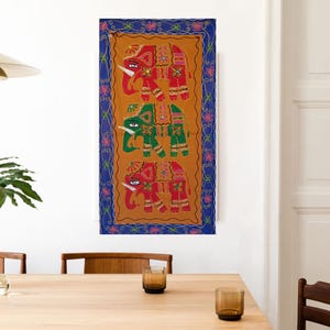 Elephant Embroidered Wall Hanging, Hand Embroidered Tapestry, Home Decor, Bohemian Wall Hanging Cotton Fabric Indian Hand Artwork,Wall Decor