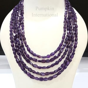 Natural Purple Amethyst Faceted Beads Necklace, Gemstone Jewelry For Healing, Unique Gift for Her, Handmade Necklace, Jewelry Set