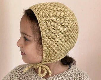 Pattern Baby Bonnet, Knit Hat Pattern, Knitting Patterns, Knit Hat Pattern PDF, Knit Beanie Pattern, Easy Knitting Patterns