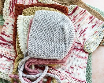 Knitted baby bonnet, Baby Bonnet, baby knit bonnet, baby hat, baby cap, hand knit baby bonnet, baby knitwear, merino bonnet