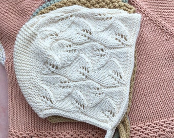 Pattern Baby Bonnet, Knit Hat Pattern, Knitting Patterns, Knit Hat Pattern PDF, Knit Beanie Pattern, Easy Knitting Patterns