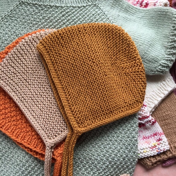 Pattern Baby Bonnet, Knit Hat Pattern, Knitting Patterns, Knit Hat Pattern PDF, Knit Beanie Pattern, Easy Knitting Patterns