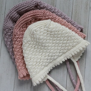 Pattern Baby Bonnet, Knit Hat Pattern, Knitting Patterns, Knit Hat Pattern PDF, Knit Beanie Pattern, Easy Knitting Patterns image 5