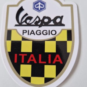 Aufkleber Aufkleber Vespa Piaggio Italia 6,3 cm Breite x 7,5 cm, hochwertiges Vinyl