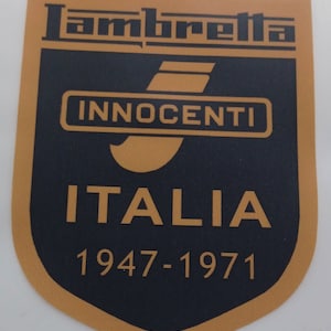 Top Quality DTF Printed Garment Transfer Lambretta Italia Retro Design Badge 8 x 6.5cm