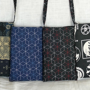 Patchwork Cotton Crossbody Bag: Japanese Fabric Cell Phone Pouch