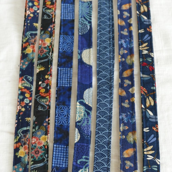 Japanese Fabric Lanyard: Indigo Blue Cotton ID Badge Holder