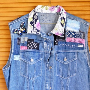 Boro Vest Jeans Vest 90's Denim Vest for Women Sashiko - Etsy