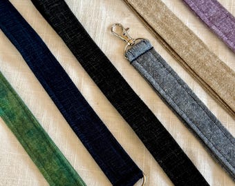Handmade Fabric Lanyard: Cotton Linen ID Badge Holder with Swivel Clasp