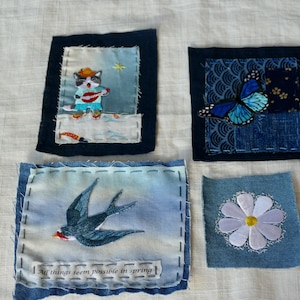 Boro Patch: Japanese Fabric Sew On Applique, Sashiko Embroidery