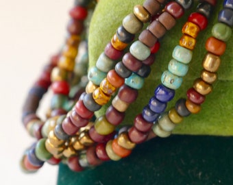 Colorful Beaded Bracelet Necklace For Women, Long Beaded Wrap Necklace, Stretch Bracelet, Everyday Boho Jewelry, Yoga Jewelry, Sister Gift