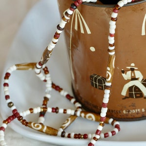 Brown Bead Necklace, Beaded Bracelet Necklace Women, Long Beaded Wrap Necklace, Stretch Wrap Bracelet, Boho Jewelry, Stackable Bracelet