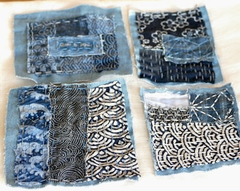 Handmade Boro Patch: Japanese Sashiko Denim Applique