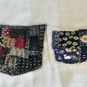Boro Jeans Pocket Patch: Japanese Sashiko Denim Embroidery