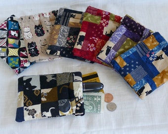 Pouch Bag, Handmade Snap Bag, Japanese Gift, Cat Lover Gift, Wallet Coin Purse, Small Cute Bag, Gift Card Holder, Mini Bag, Purse Organizer