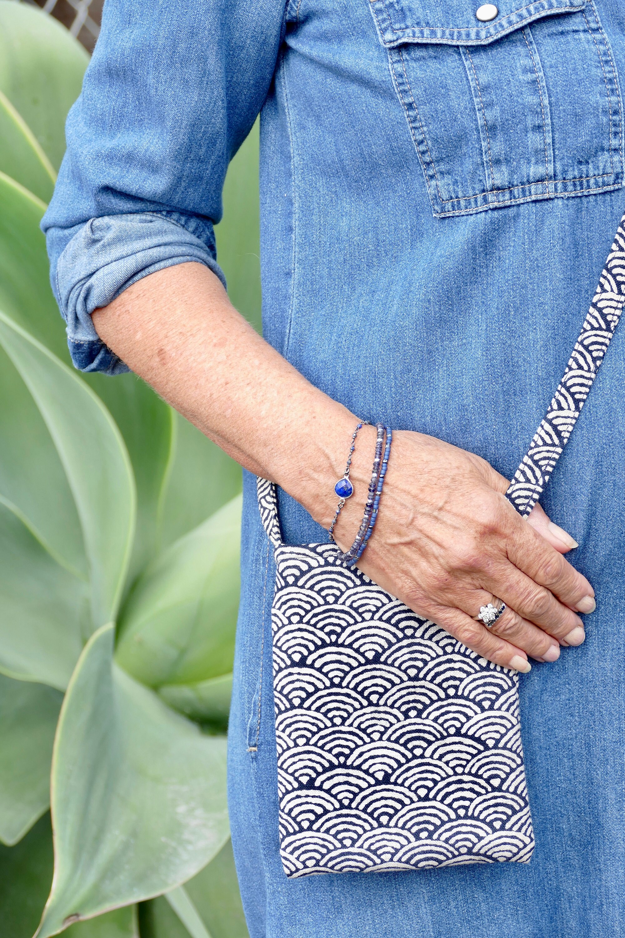 Cross Body Bag Cell Phone Bag Small Purse Indigo Black Etsy